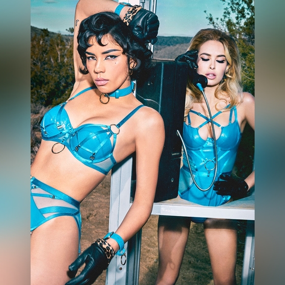 Honey Birdette 💋SET💋 Mistress T blue bra 34C/34D/S NWT - Picture 2 of 13